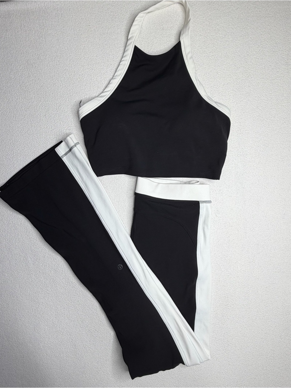 Lululemon Nulu Cropped Halter Tank Top *Light Support, A/B Cup•Black / White - Picture 10 of 11